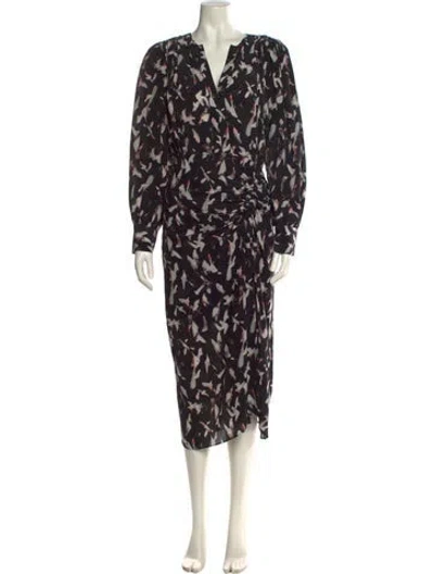 Pre-owned Iro Printed Long Dress In Black