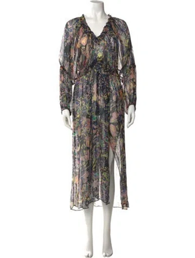 Pre-owned Iro Printed Long Dress In Black