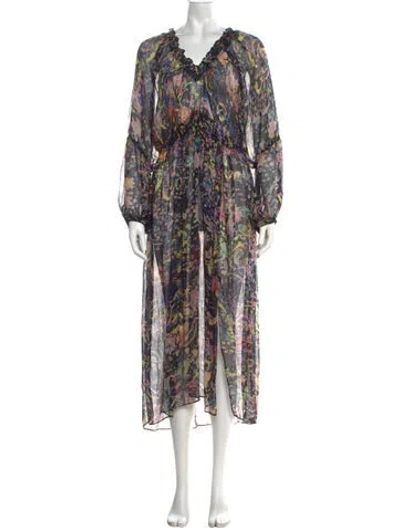 Pre-owned Iro Printed Long Dress In Black