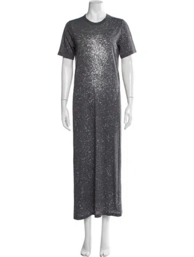 Pre-owned Iro Printed Long Dress In Grey