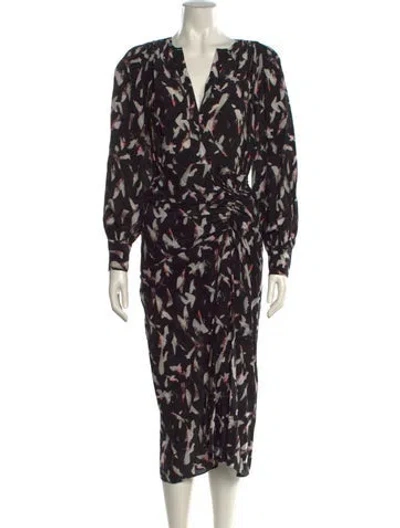 Pre-owned Iro Printed Long Dress W/ Tags In Black