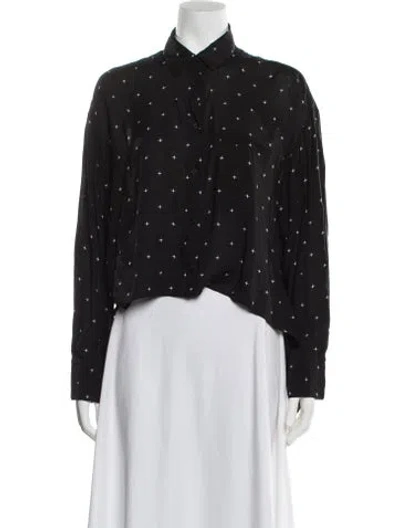 Pre-owned Iro Printed Long Sleeve Blouse In Black