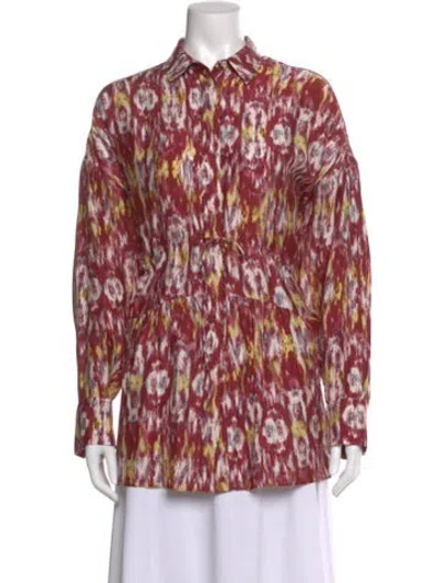 Pre-owned Iro Printed Long Sleeve Blouse In Pink