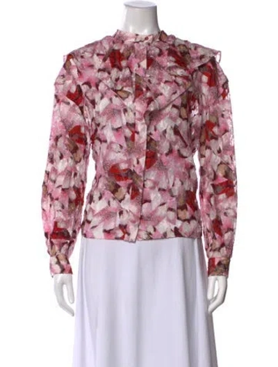 Pre-owned Iro Printed Long Sleeve Blouse In Pink