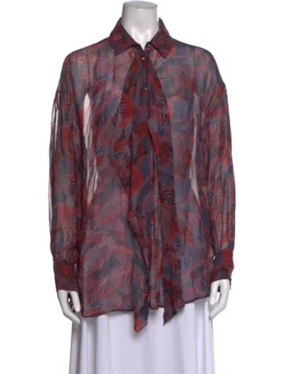 Pre-owned Iro Printed Long Sleeve Blouse In Red