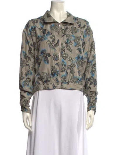 Pre-owned Iro Printed Long Sleeve Button-up Top In Neutral