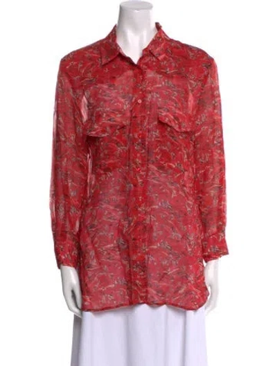 Pre-owned Iro Printed Long Sleeve Button-up Top In Red