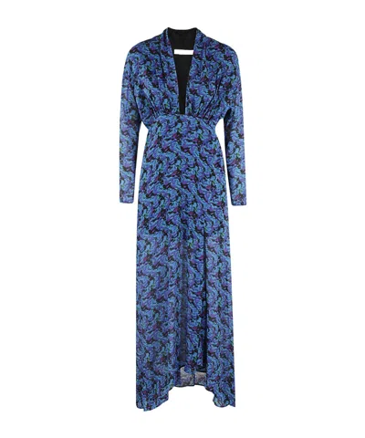 Iro Printed Long-sleeved Dress In Blue