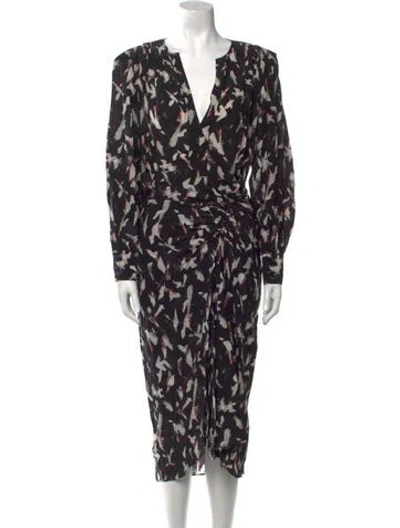 Pre-owned Iro Printed Midi Length Dress In Black