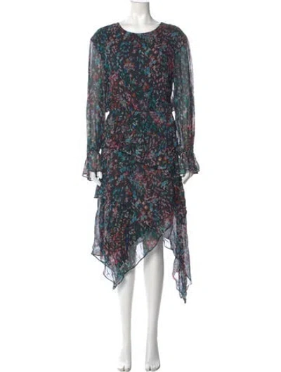 Pre-owned Iro Printed Midi Length Dress In Black