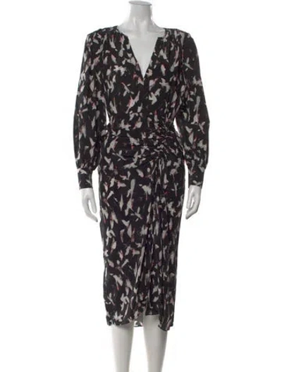 Pre-owned Iro Printed Midi Length Dress In Black