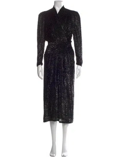 Pre-owned Iro Printed Midi Length Dress In Black