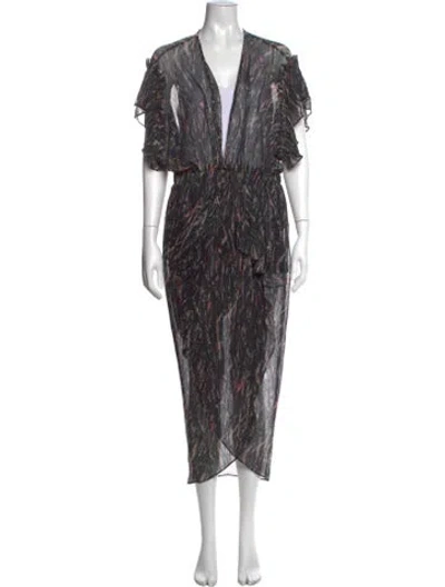 Pre-owned Iro Printed Midi Length Dress In Black