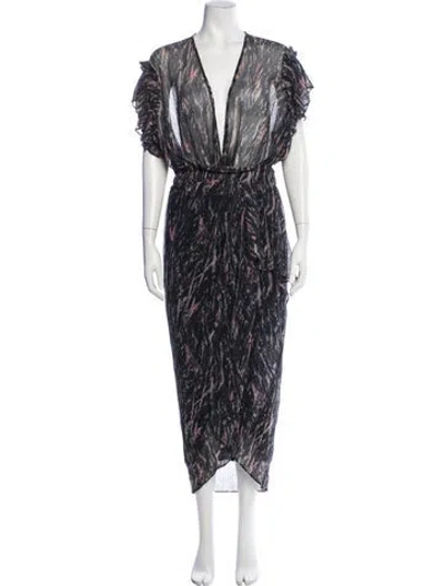 Pre-owned Iro Printed Midi Length Dress In Black/metallic