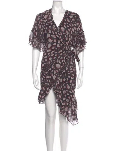 Pre-owned Iro Printed Midi Length Dress In Burgundy