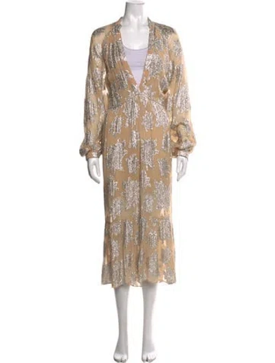 Pre-owned Iro Printed Midi Length Dress In Metallic/neutrals