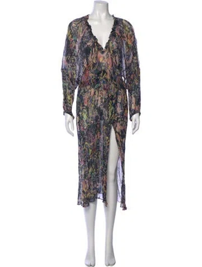 Pre-owned Iro Printed Midi Length Dress In Multi
