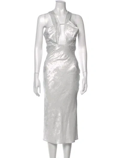 Pre-owned Iro Printed Midi Length Dress In Silver