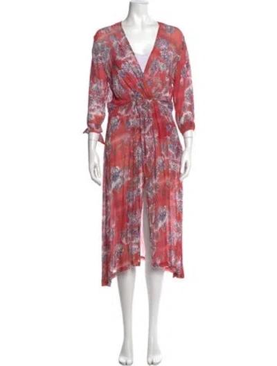 Pre-owned Iro Printed Midi Length Dress W/ Tags In Red