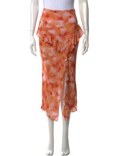 Pre-owned Iro Printed Midi Length Skirt In Orange