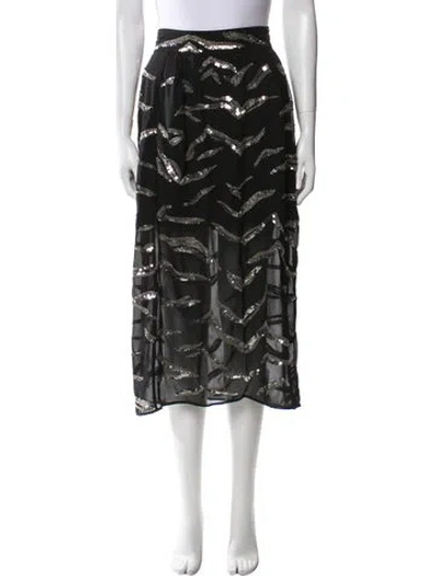 Pre-owned Iro Printed Midi Length Skirt W/ Tags In Black