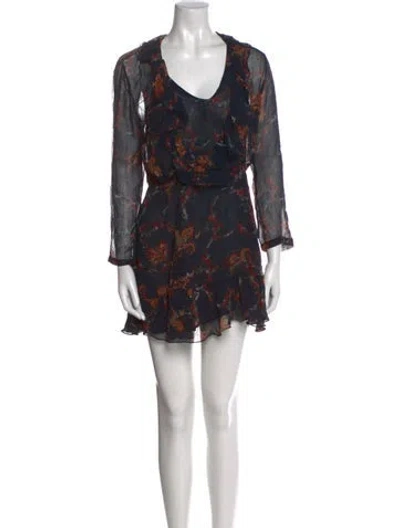 Pre-owned Iro Printed Mini Dress In Black
