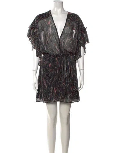 Pre-owned Iro Printed Mini Dress In Black
