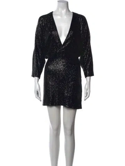 Pre-owned Iro Printed Mini Dress In Black/metallic