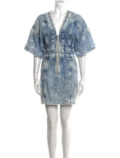 Pre-owned Iro Printed Mini Dress In Blue