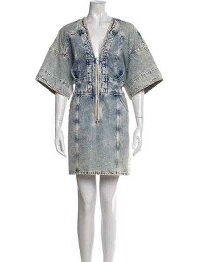 Pre-owned Iro Printed Mini Dress In Blue