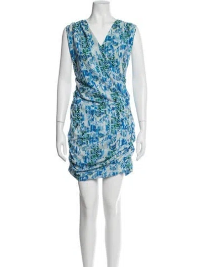 Pre-owned Iro Printed Mini Dress In Blue