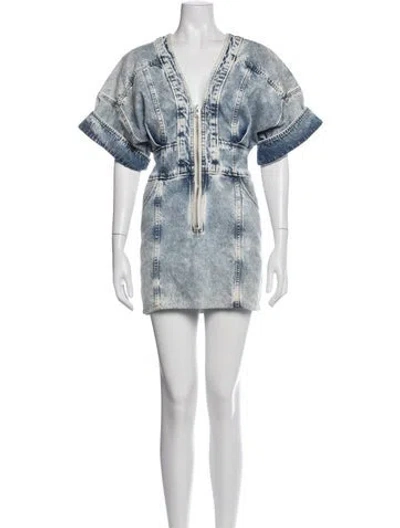 Pre-owned Iro Printed Mini Dress In Blue