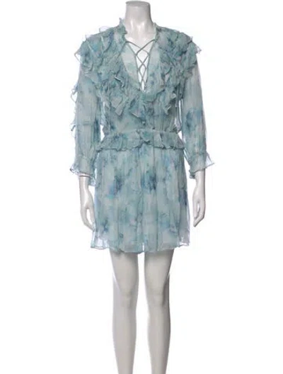 Pre-owned Iro Printed Mini Dress In Blue