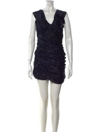 Pre-owned Iro Printed Mini Dress In Blue/metallic