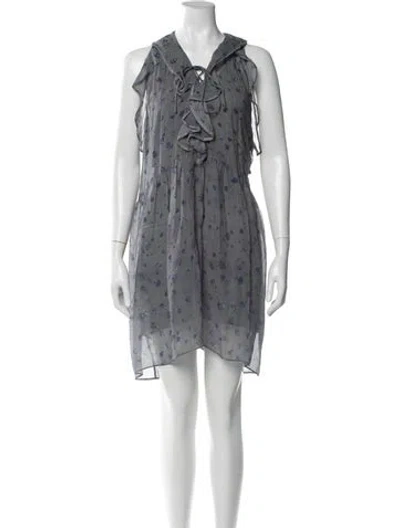 Pre-owned Iro Printed Mini Dress In Gray