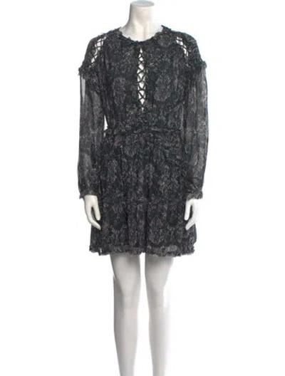 Pre-owned Iro Printed Mini Dress In Green