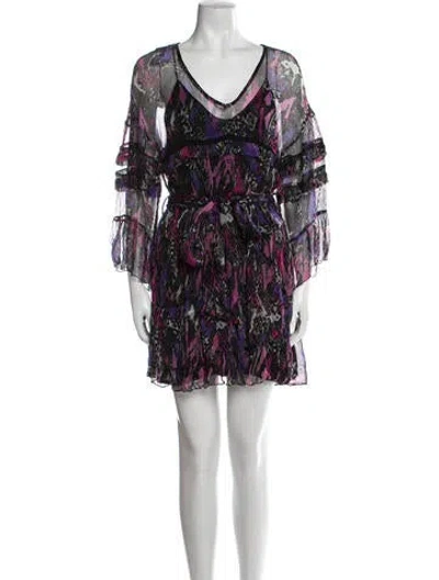 Pre-owned Iro Printed Mini Dress In Purple