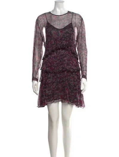 Pre-owned Iro Printed Mini Dress In Purple