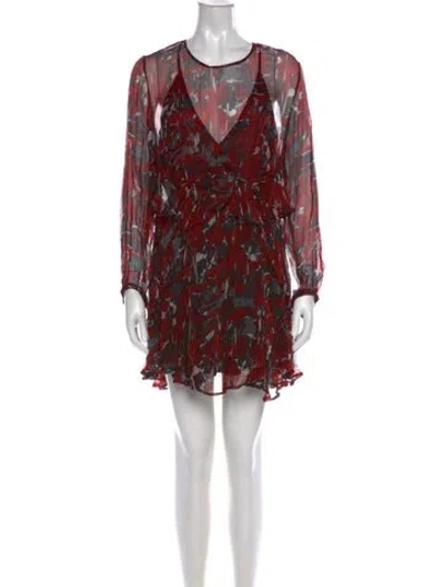 Pre-owned Iro Printed Mini Dress In Red