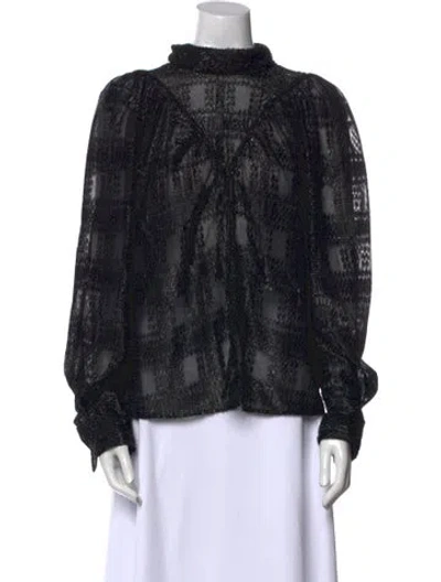 Pre-owned Iro Printed Mock Neck Blouse In Black
