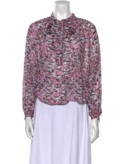 Pre-owned Iro Printed Mock Neck Blouse W/ Tags In Pink