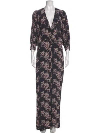 Pre-owned Iro Printed Plunge Neckline Jumpsuit In Neutral