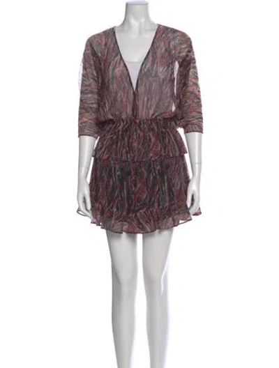 Pre-owned Iro Printed Plunge Neckline Romper In Black