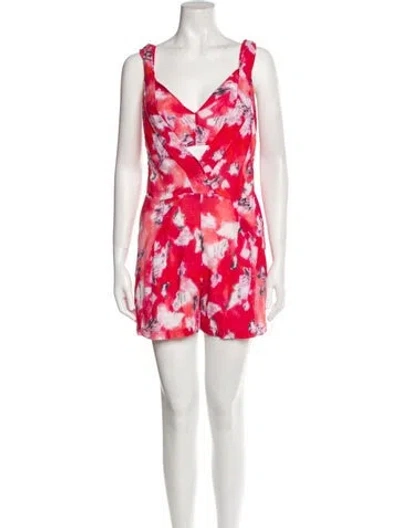 Pre-owned Iro Printed Plunge Neckline Romper In Pink