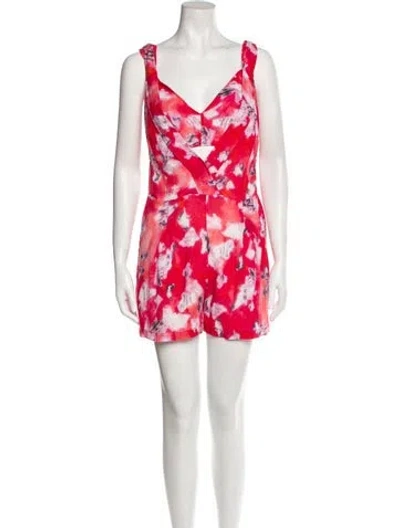 Pre-owned Iro Printed Plunge Neckline Romper In Pink