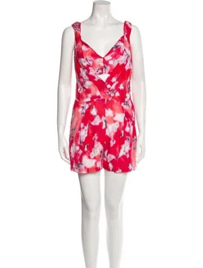 Pre-owned Iro Printed Plunge Neckline Romper In Pink