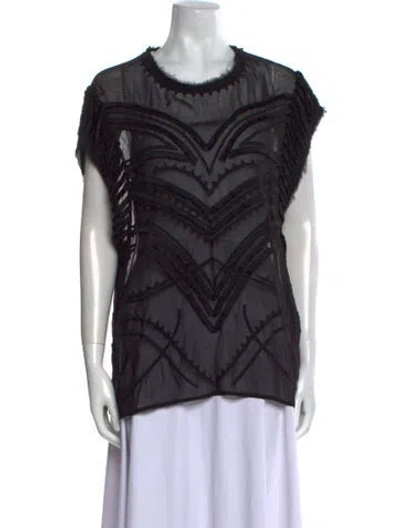 Pre-owned Iro Printed Scoop Neck Blouse In Black