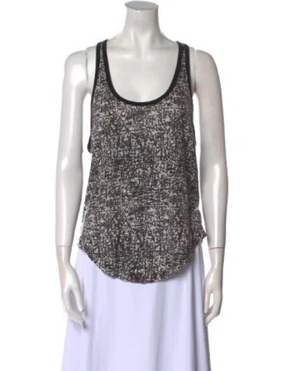 Pre-owned Iro Printed Scoop Neck Top In Black