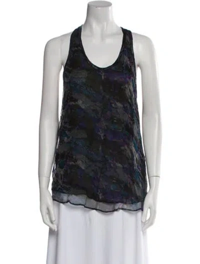 Pre-owned Iro Printed Scoop Neck Top W/ Tags In Gray