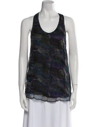 Pre-owned Iro Printed Scoop Neck Top W/ Tags In Gray